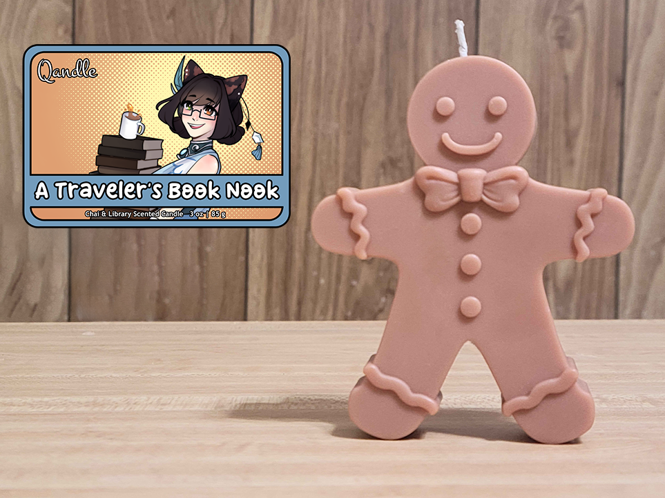 A Traveler's Book Nook Gingerbread Man Candle