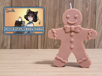 A Traveler's Book Nook Gingerbread Man Candle