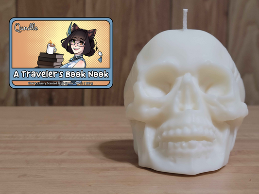 A Traveler's Book Nook Skull Candle