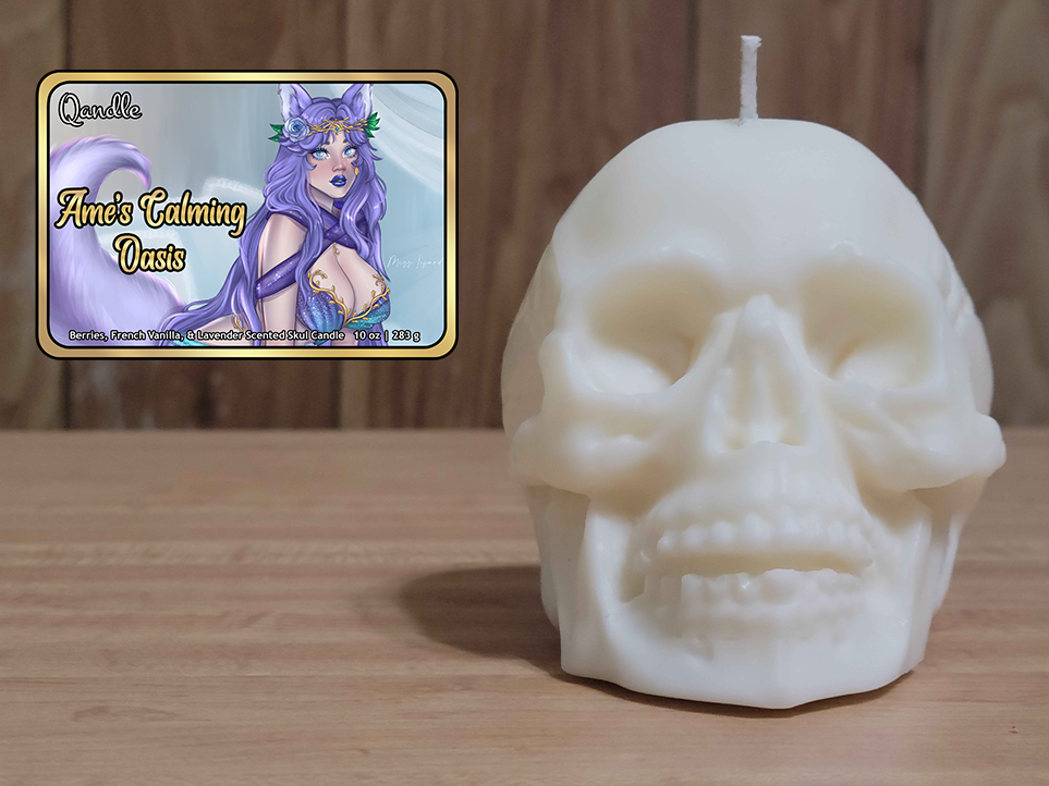 Ame's Calming Oasis Skull Candle