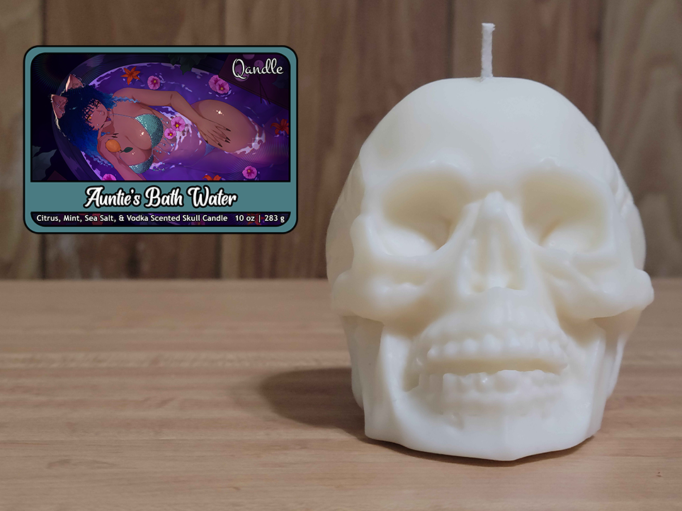 Auntie's Bath Water Skull Candle