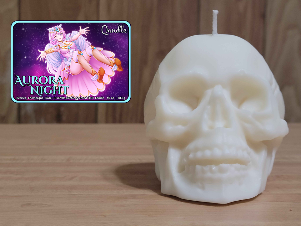 Aurora Night Skull Candle