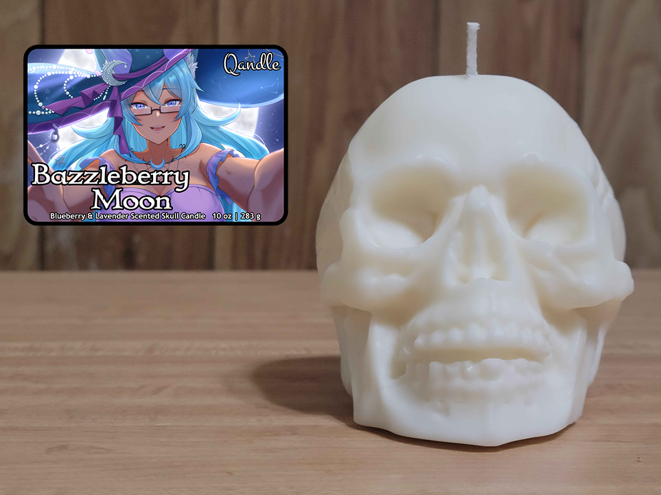 Bazzleberry Moon Skull Candle