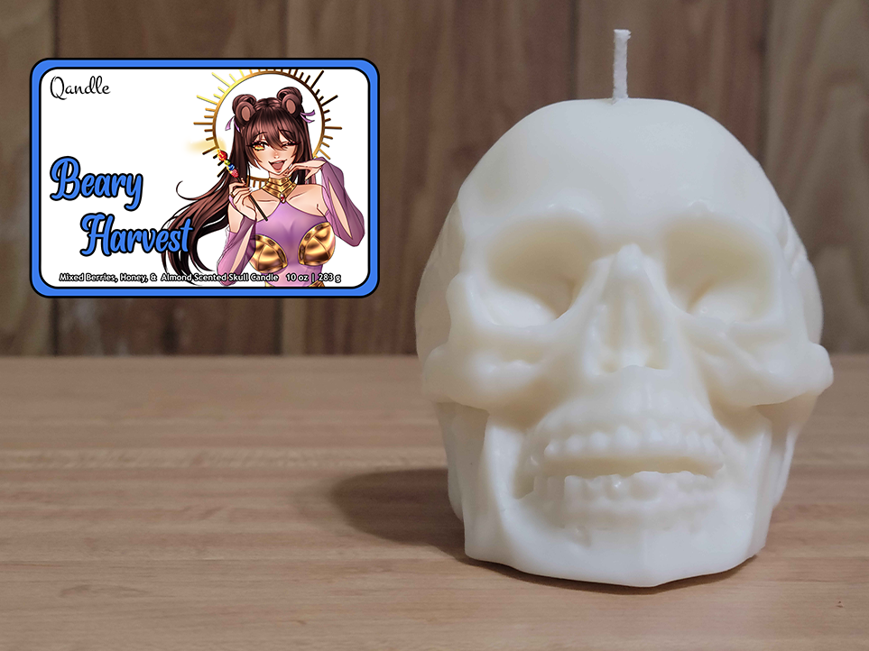 Beary Harvest Skull Candle