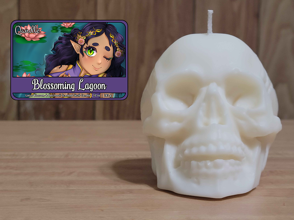 Blossoming Lagoon Skull Candle