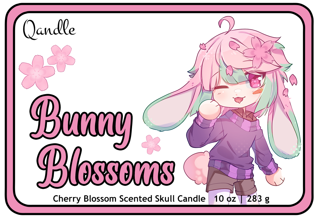 Bunny Blossoms Skull Candle