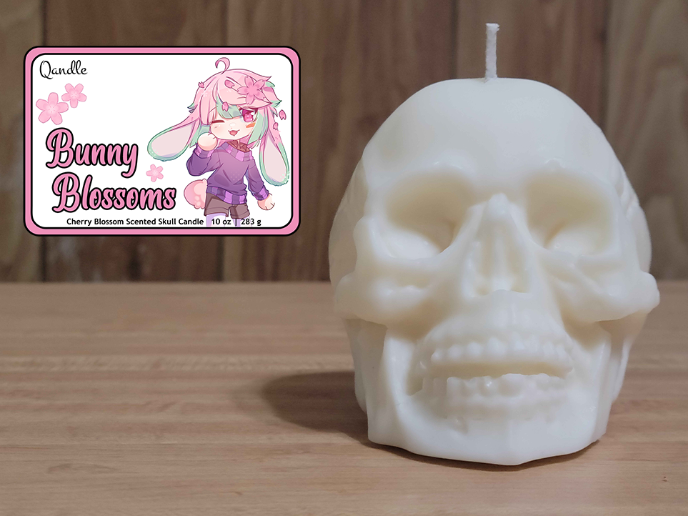 Bunny Blossoms Skull Candle