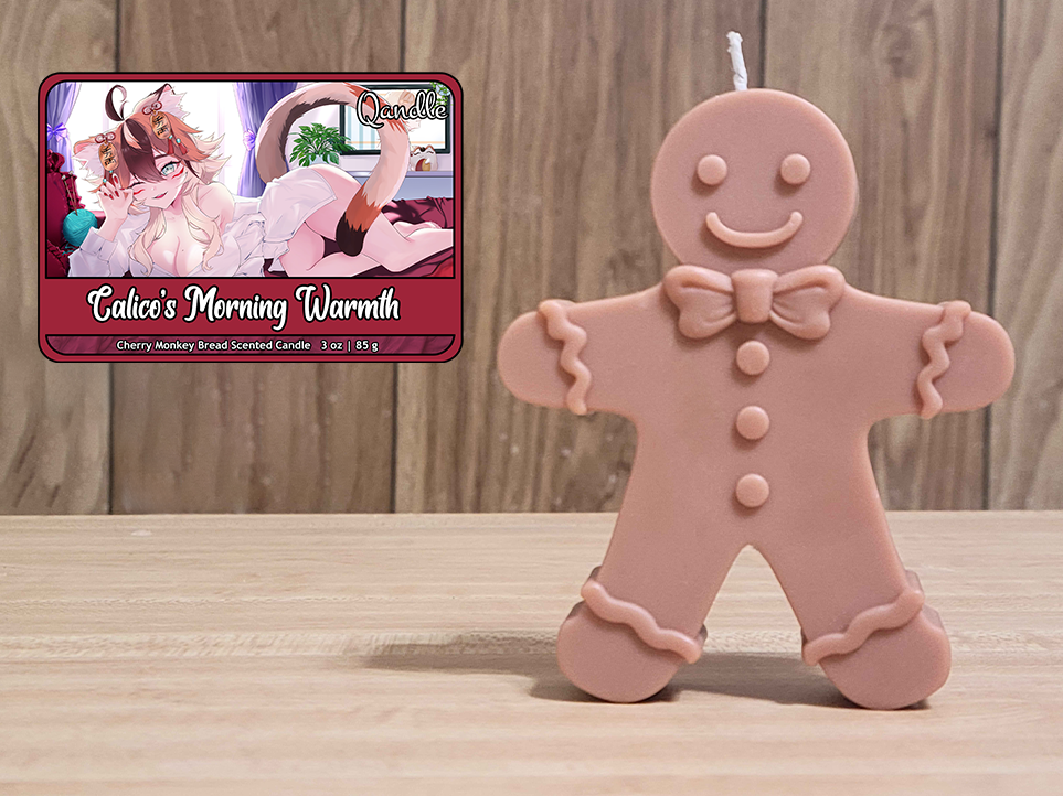 Calico's Morning Warmth Gingerbread Man Candle