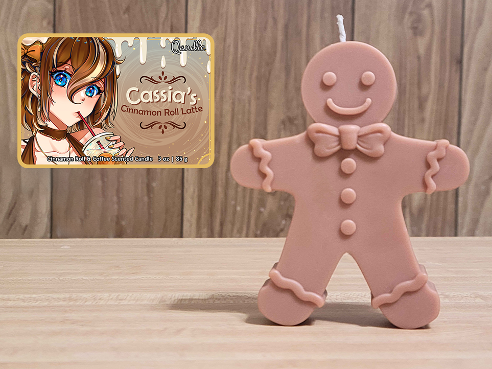 Cassia's Cinnamon Roll Latte Gingerbread Man Candle