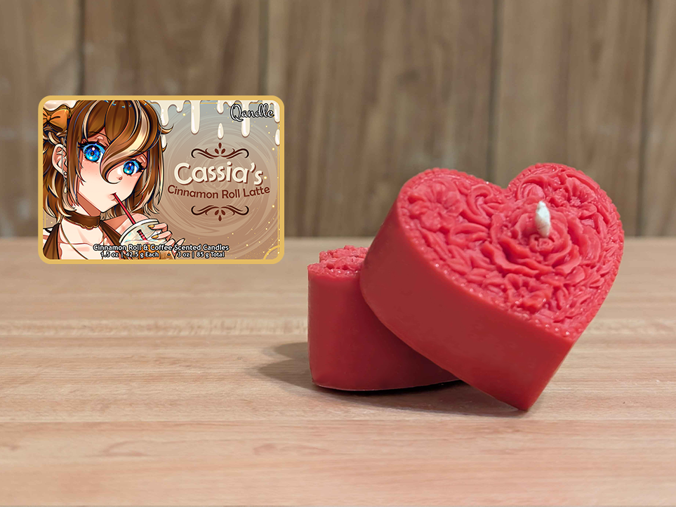 Cassia's Cinnamon Roll Latte Heart Candles