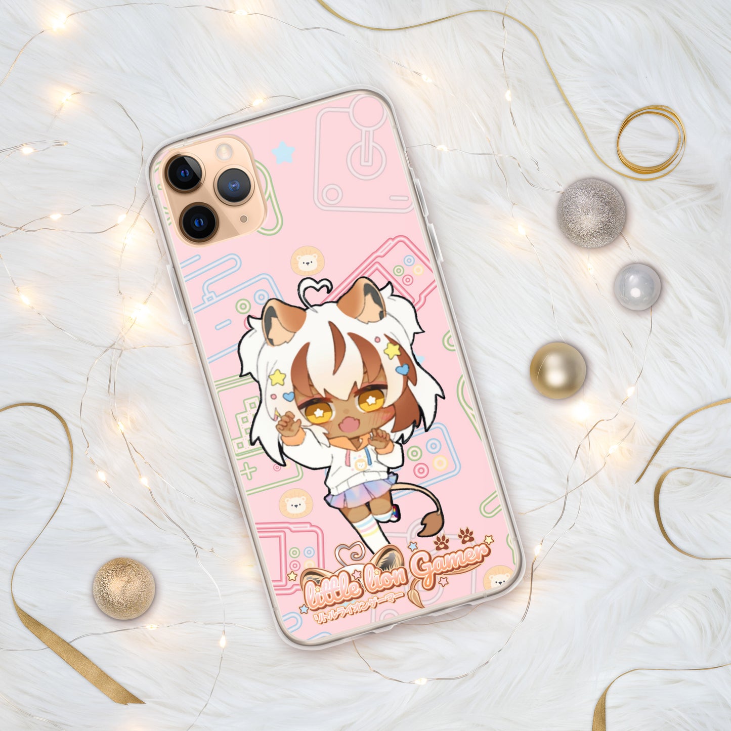 Little Lion Gamer Pink iPhone Case