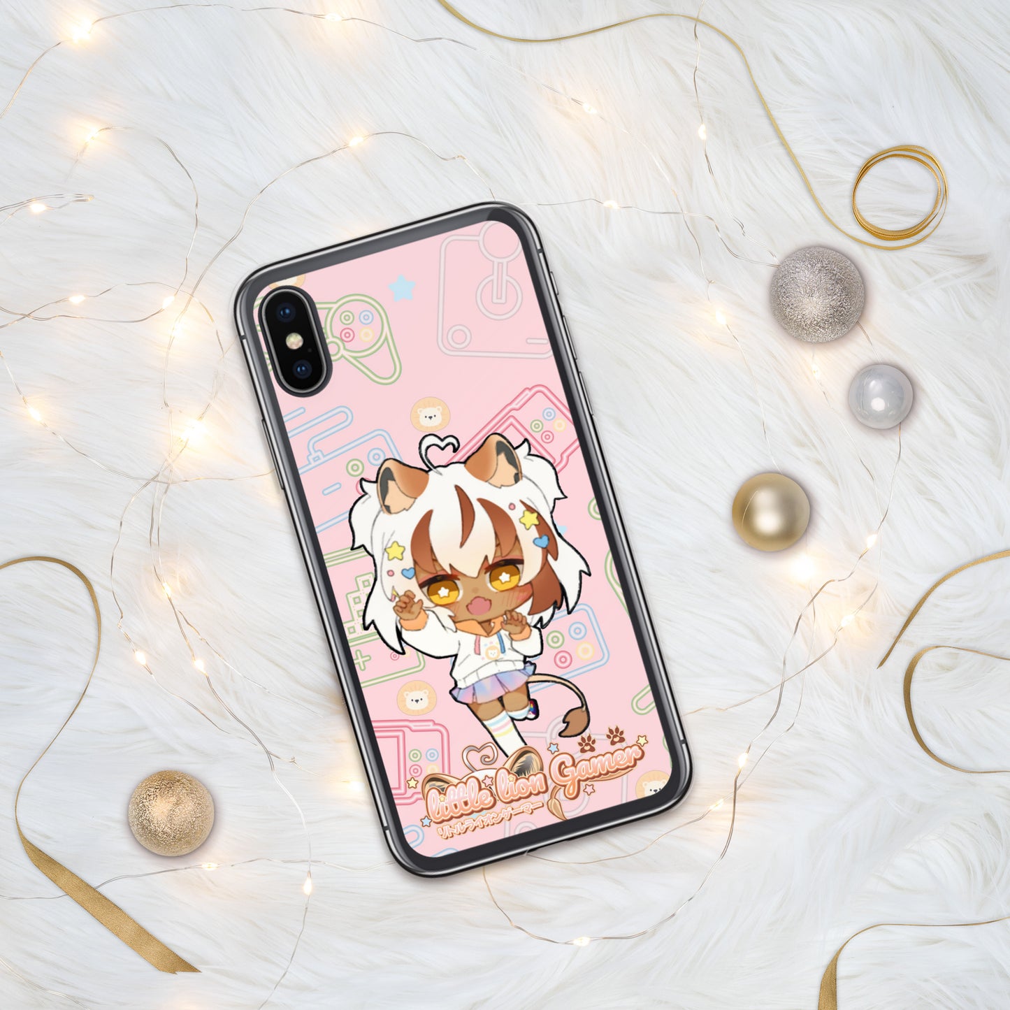 Little Lion Gamer Pink iPhone Case