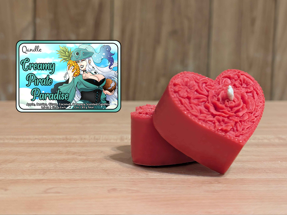 Creamy Pirate Paradise Heart Candles