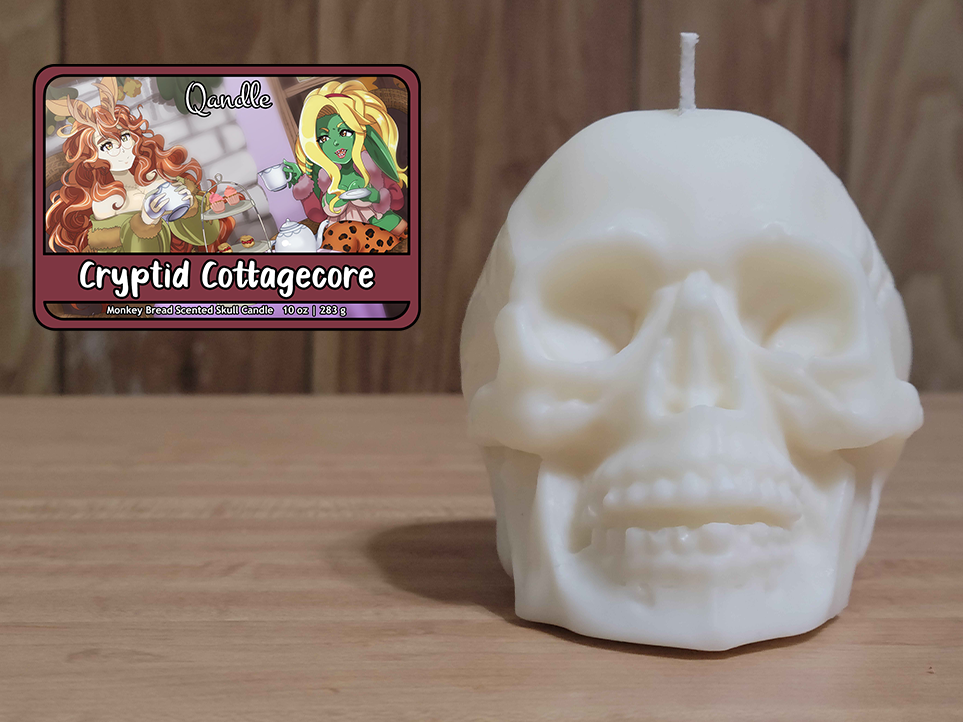 Cryptid Cottagecore Skull Candle