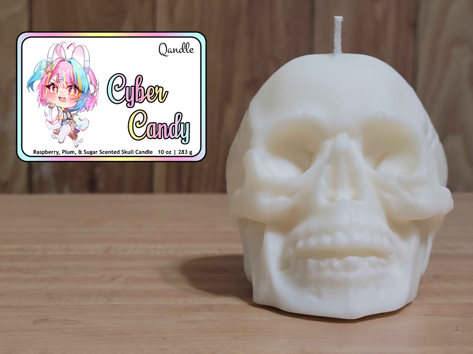 Cyber Candy Skull Candle