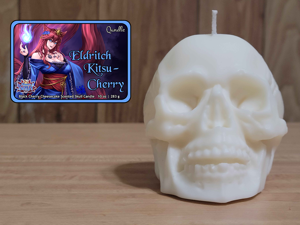 Eldritch Kitsu-Cherry Skull Candle