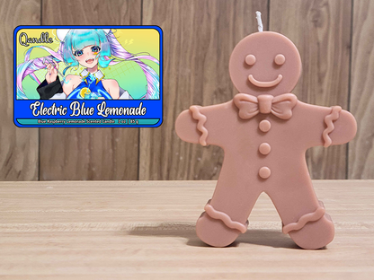 Electric Blue Lemonade Gingerbread Man Candle