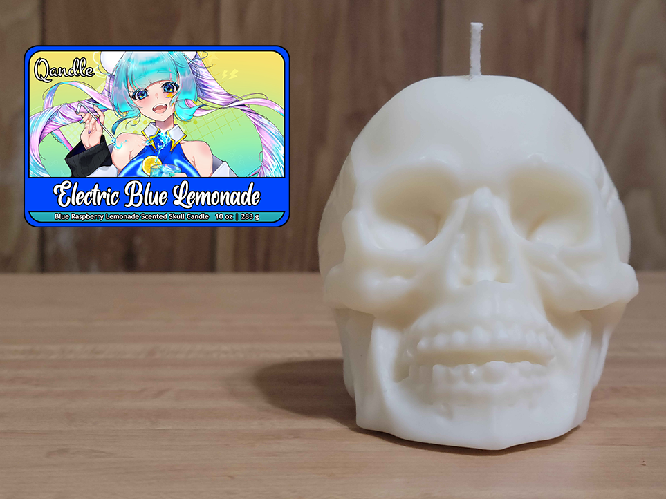 Electric Blue Lemonade Skull Candle