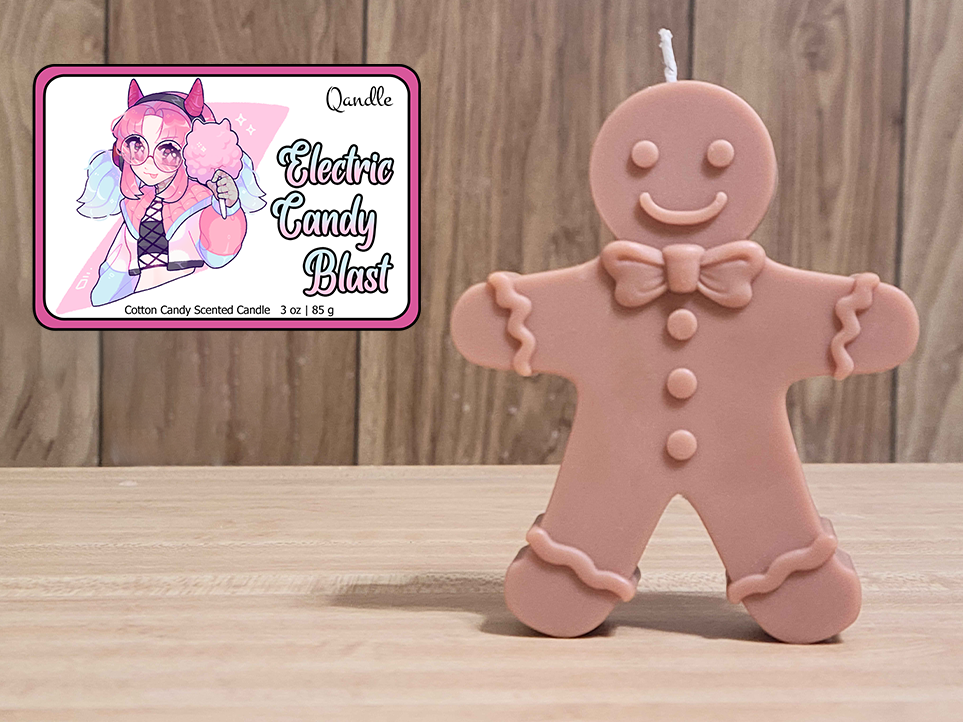 Electric Candy Blast Gingerbread Man Candle