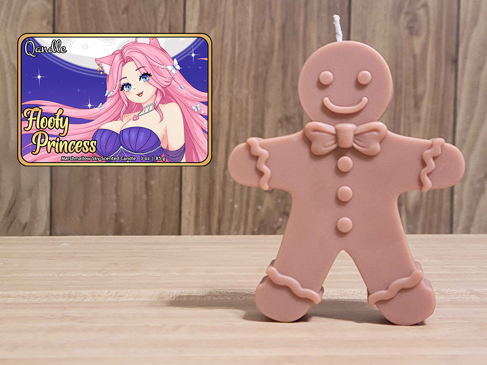 Floofy Princess Gingerbread Man Candle