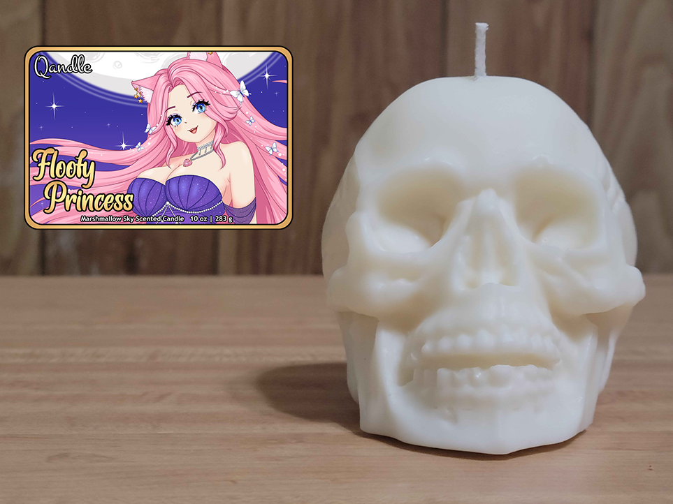 Floofy Princess Skull Candle