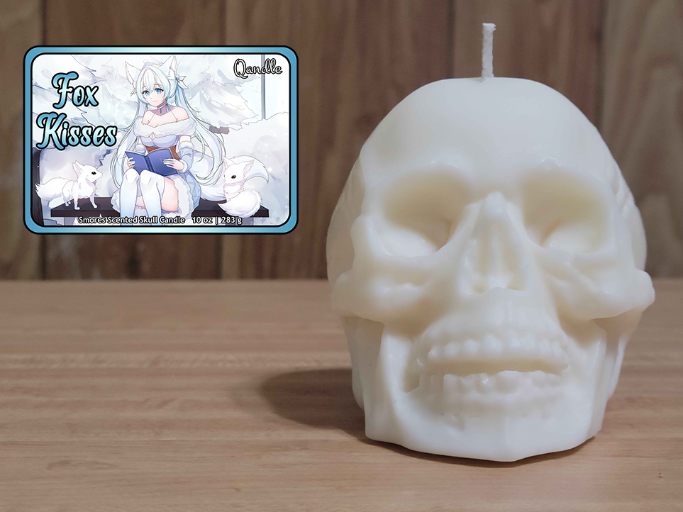 Fox Kisses Skull Candle