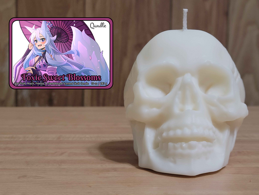 Foxie Sweet Blossoms Skull Candle