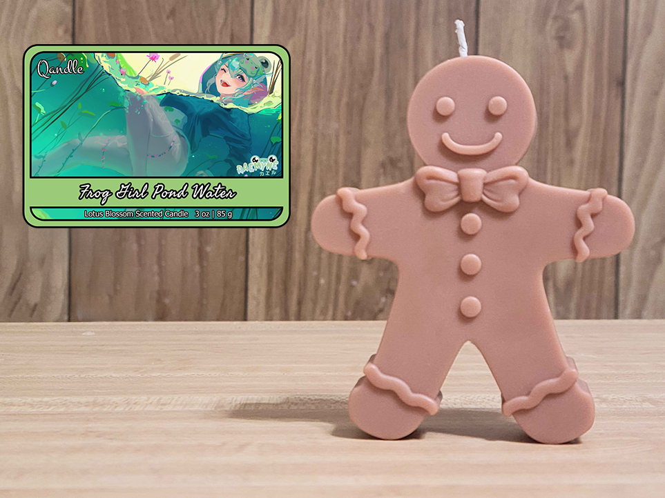 Frog Girl Pond Water Gingerbread Man Candle