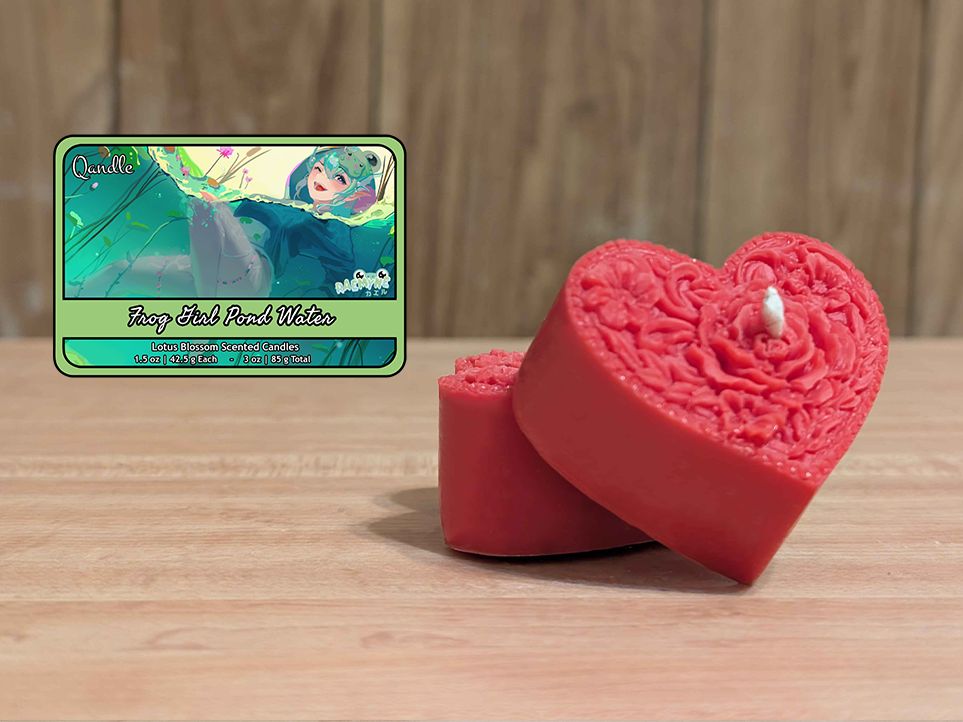 Frog Girl Pond Water Heart Candles