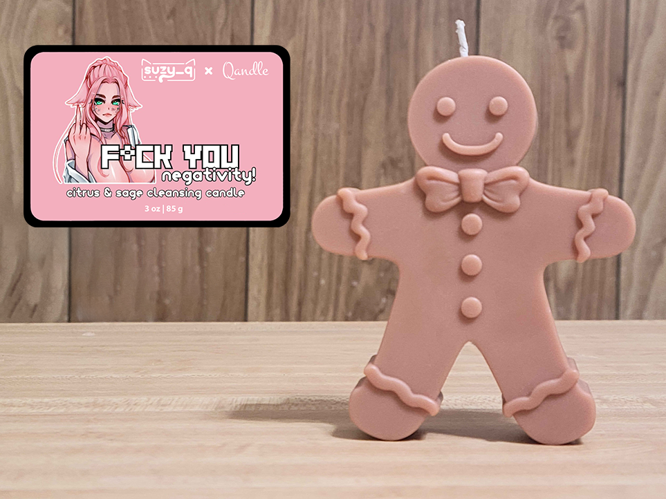 F*ck You Negativity Gingerbread Man Candle