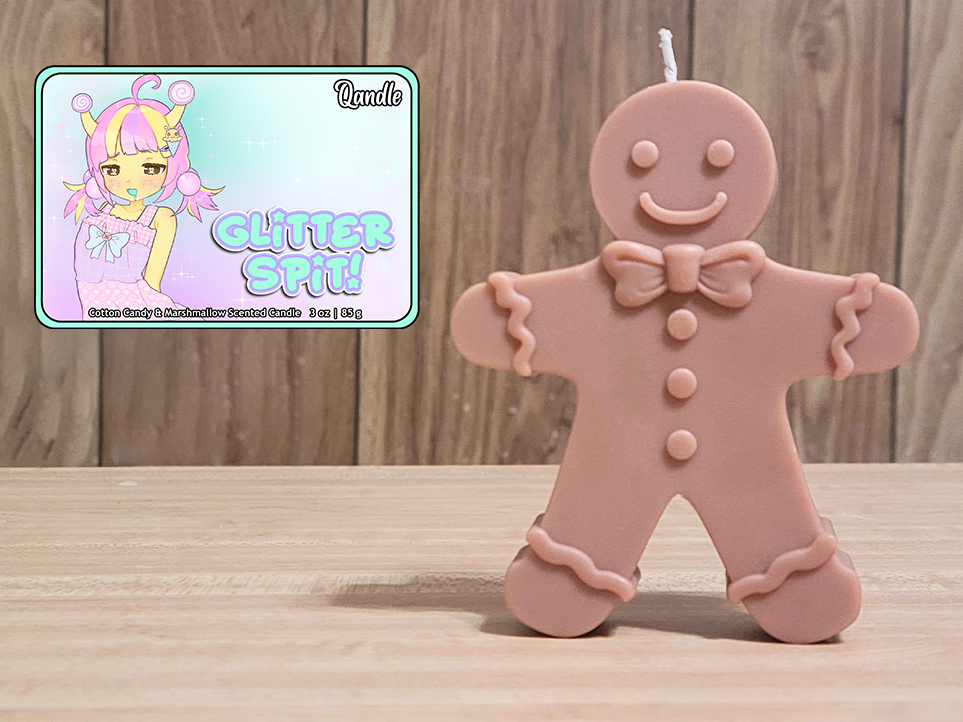 Glitter Spit Gingerbread Man Candle