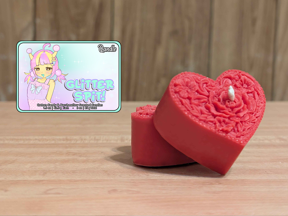 Glitter Spit Heart Candles