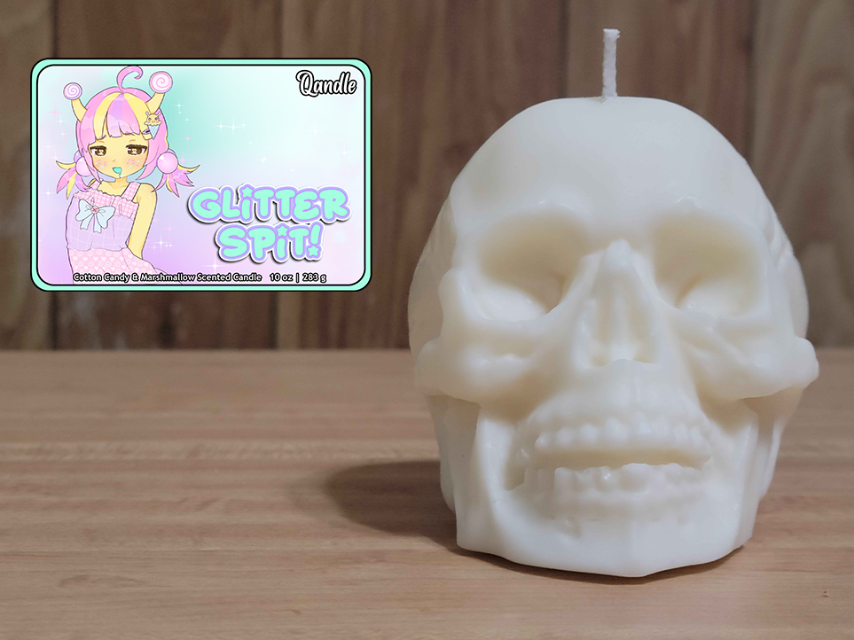 Glitter Spit Skull Candle