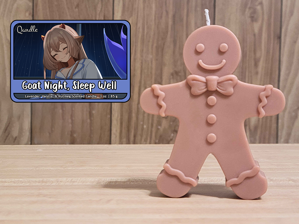 Goat Night, Sleep Well Gingerbread Man Candle