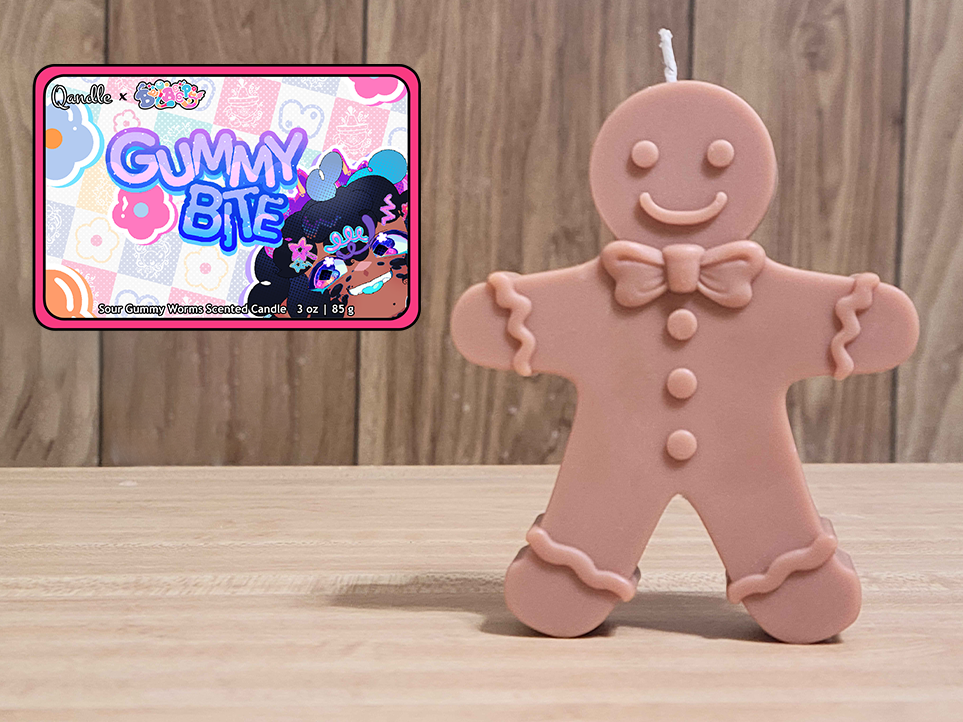 Gummy Bite Gingerbread Man Candle