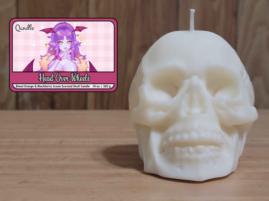 Head Over Wheels Skull Candle