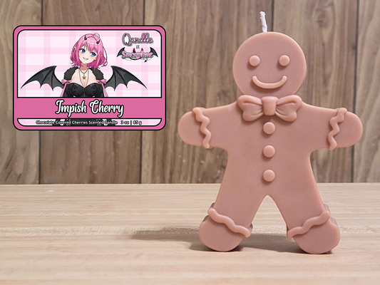 Impish Cherry Gingerbread Man Candle