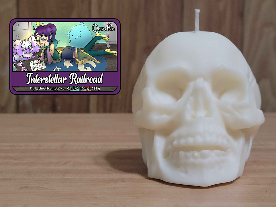 Interstellar Railroad Skull Candle