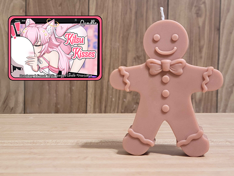 Kitsu Kisses Gingerbread Man Candle