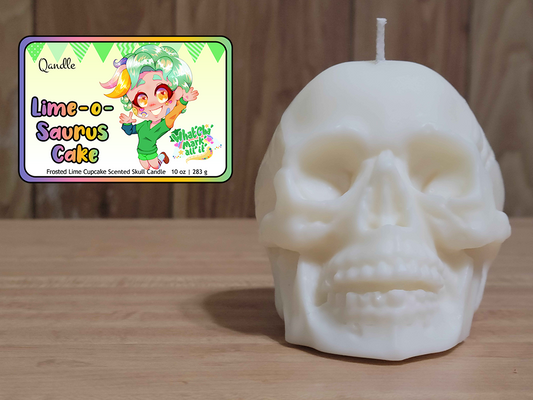 Lime-o-Saurus Cake Skull Candle