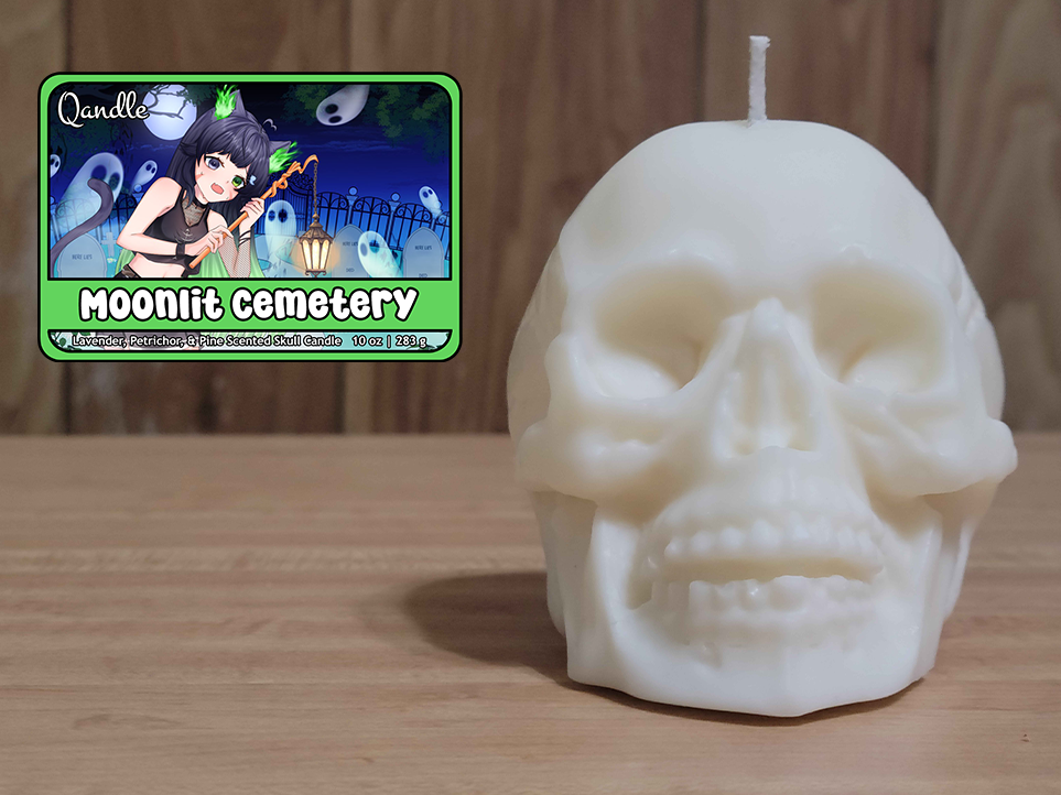 Moonlit Cemetery Skull Candle