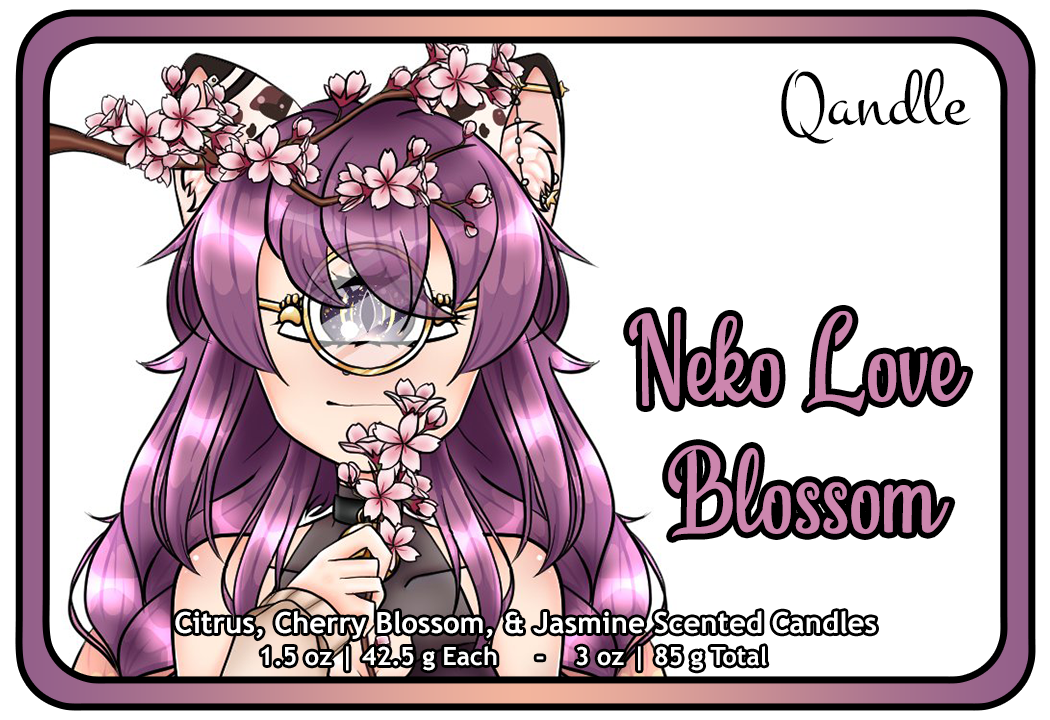 Neko Love Blossom Heart Candles