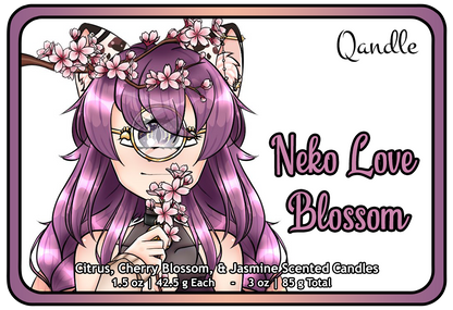 Neko Love Blossom Heart Candles