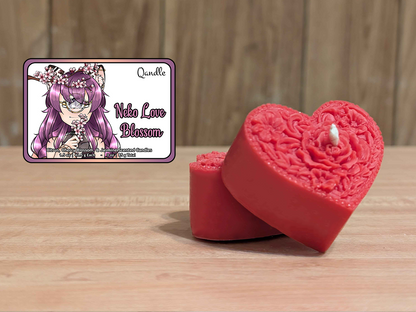 Neko Love Blossom Heart Candles