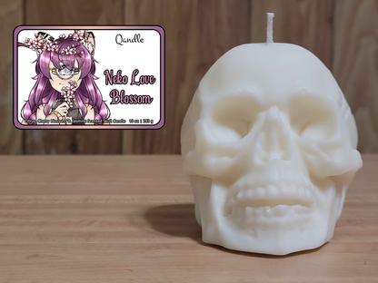 Neko Love Blossom Skull Candle