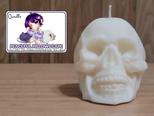 Peaceful Pillowscape Skull Candle