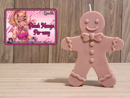 Peach Mango Pie-ussy Gingerbread Man Candle