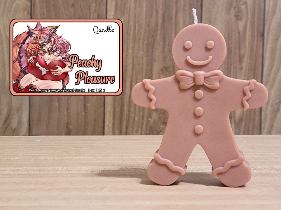 Peachy Pleasure Gingerbread Man Candle