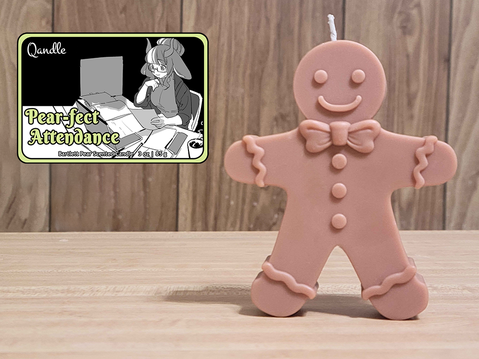 Pear-fect Attendance Gingerbread Man Candle