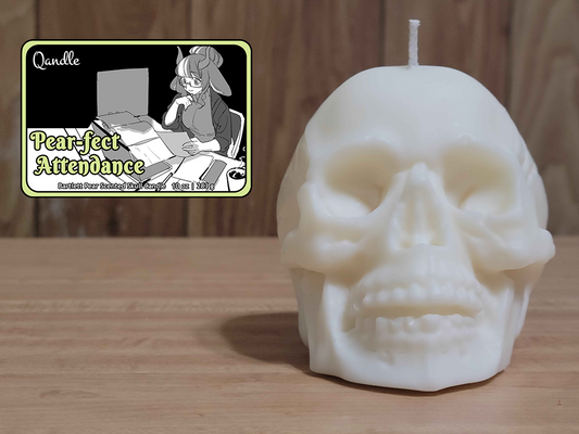 Pear-fect Attendance Skull Candle